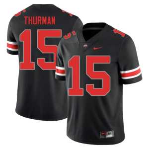 Jelani Thurman The Fighting Buckeyes #15 Men College Football Blackout Stitched Jersey 365456-301 - Image 1
