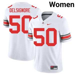 Alec DelSignore Ohio State Buckeyes Game White #50 College Football Womens Jerseys 920128-398 - Image 1