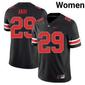 Favour Akih Blackout College Football #29 Replica Women Ohio State Jerseys 284521-115 - Image 1