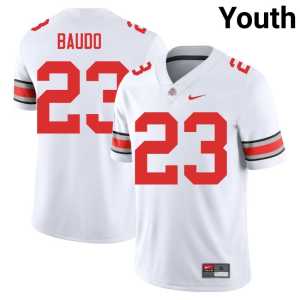 Nolan Baudo Game College Football #23 Youth White OSU Buckeyes Jerseys 161333-219 - Image 1